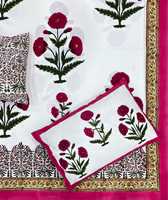 Parure de lit en coton doux, taille King, imprimée à la main à Jaipur, motif floral ethnique, personnalisable, écologique