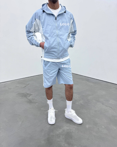 Conjunto Corto de Sudadera con Capucha y Chaqueta Cortavientos Personalizado para Hombre, de Dos Piezas, Resistente y Transpirable - Product Image 5