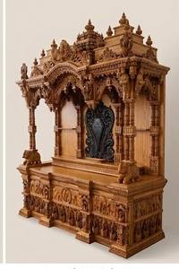 Custom Made Hand Carved Teak Wood Indian Temple Home Decor Traditional Design <b>Mandir</b> California - Product Image 4