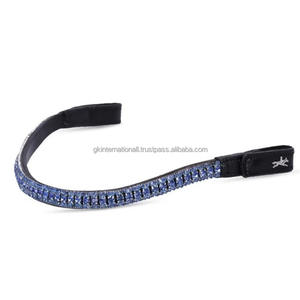 Hecho en India Logotipo personalizado Hecho a mano Tres filas Cristales brillantes Diamante Fancy Leather Horse ceja banda para brida - Product Image 4