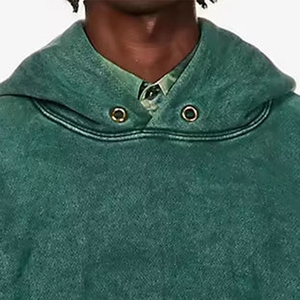 Sudadera con Capucha Oversize para Hombre, Color Verde Sólido, Algodón French Terry, Estilo Casual para Otoño, Transpirable, Teñido en Prenda, Ajuste Holgado, ¡Gran Venta! - Product Image 5