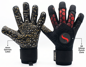 SUBHAY Professional Goalkeeper <b>Gloves</b> German Contact Latex Negative cut black Custom Brand Logo Match Level Gear - Product Image 1