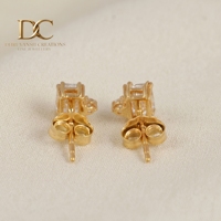 Pendientes de oro amarillo macizo de 14 quilates con diamante cultivado en laboratorio certificado por IGI, corte octogonal, para mujer, regalo para ocasiones especiales.