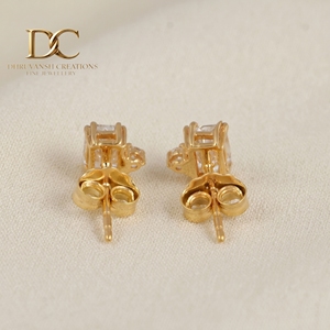 Dernières boucles d'oreilles clous en or jaune massif 14 carats avec diamant de laboratoire certifié IGI taille octogonale pour femme – Cadeau pour occasions spéciales - Product Image 5
