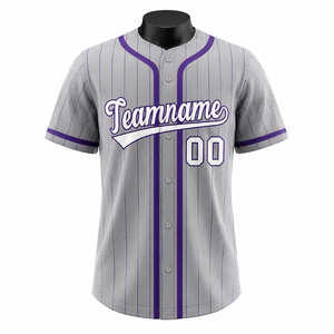 Camiseta de Béisbol Sublimada Personalizada, 100% Poliéster, Uniforme de Equipo con Rayas, OEM ODM, Secado Rápido, Transpirable - Product Image 1