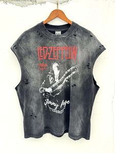 Men's Vintage Washed Sleeveless Graphic T-<b>Shirt</b> Skull Print Distressed Crew Neck Muscle Top Customized Colors Custom Printing - Product Image 4