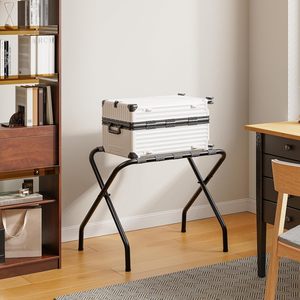 Porte-valise pliable en métal, support de valise pour chambre d'hôtes, structure en acier, sangles en nylon, hôtel, chambre, placard, noir - Product Image 3