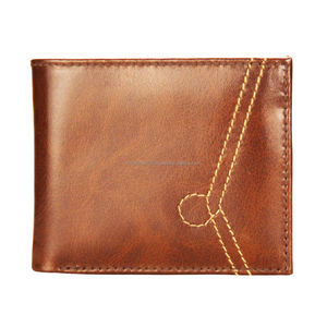 Portefeuille à deux volets de qualité supérieure pour hommes, logo personnalisé, protection RFID, courte longueur ouverte, cuir véritable, doublure lisse en polyester, vente en gros - Product Image 1