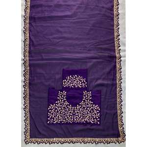 Magnifique sari pour femmes avec broderie et bordure en dentelle - Product Image 6