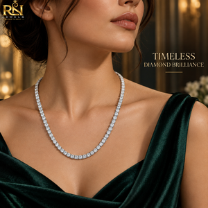 Collier tennis en diamant de laboratoire taille brillant rond, sertissage quatre griffes |   Chaîne Éternité Classique en Or Massif 9K 14K 18K, Bijoux Fins - Product Image 2