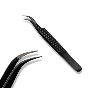 Pinces à épiler professionnelles en acier inoxydable avec grip diamanté pour extensions de cils, logo personnalisé, pinces à cils individuelles avec logo personnalisé - Product Image 1