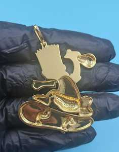 Colgante de Personaje de Dibujos Animados con Incrustaciones de Moissanita, Plata 925, Chapado en Oro de 18K, Corte Brillante Redondo, Estilo Hip Hop, Amuleto para Hombre - Product Image 5