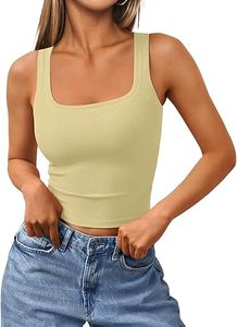 Moda reina mujer verano cuello cuadrado camisetas sin mangas entrenamiento recortado acanalado verano camisola sin mangas ropa - Product Image 6