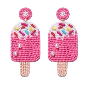 Fancy Handmade Beaded Embroidery Ice Cream Dangle Drop <b>Earrings</b> Latest Trendy Cute Stylish <b>Top</b> New Design Luxury From India - Product Image 1