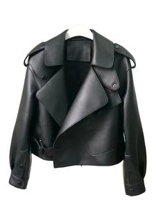 Veste en cuir PU pour femme printemps automne Manteau en cuir de moto coupe-vent décontracté pour femme - Product Image 3