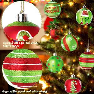 12 Pezzi Palline di Natale Scintillanti Rosse e Verdi da 2,4 Pollici, Decorazioni Pendenti per Albero - Product Image 2