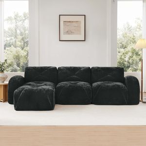 Divano a L con Design Trapuntato, Senza Struttura, in Morbido Velluto, Spugna ad Alta Densità 32D, Base Ergonomica, Nessun Montaggio Richiesto, per Soggiorno - Product Image 3