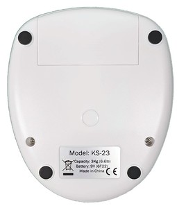 Báscula de Cocina Inteligente OEM KS-23 con Pantalla Digital, Capacidad de 3 kg, Unisex, Funciona con Batería de 9 V, Color Blanco Azul, Zinc Carbono, Alta Calidad - Product Image 6