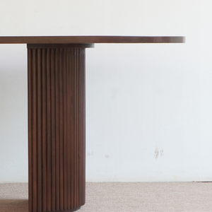 Ensemble de table à manger ovale réglable en hauteur en noyer massif brun antique pour 8 personnes, pour appartement, maison et bureau - Product Image 4