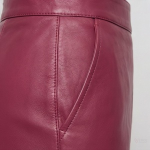 Women High Waist <b>Faux</b> <b>Leather</b> Pencil <b>Skirt</b> Solid Burgundy Mini <b>Skirt</b> Autumn Office Lady Style - Product Image 5