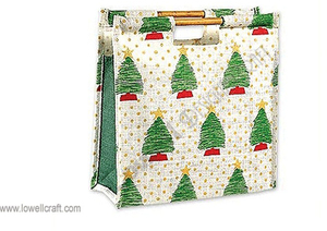 Geometric Pattern Christmas Tree Printed Jute Hand Length Handle <b>Medium</b> <b>Size</b> Shopping Gift <b>Bag</b> for Advertising - Product Image 5