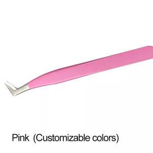 Pinzas de acero inoxidable de última generación, color rosa, 5 piezas, personalizables, de 45, 75 y 90 grados, con punta de fibra para pestañas y cejas, para volumen. - Product Image 3