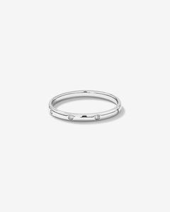 Bague de mariage minimaliste en or massif 14 carats plaqué rhodium, sertie de diamants de laboratoire certifiés IGI 0,04 ct, pour femme, bijoux fins à superposer - Product Image 1
