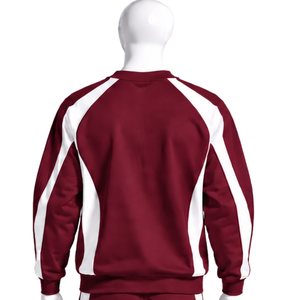 Sweat-shirt à panneaux contrastés bordeaux pour homme, col rond, manches longues, pull athlétique, décontracté, entraînement, gym, fitness, vêtements de sport personnalisés - Product Image 2