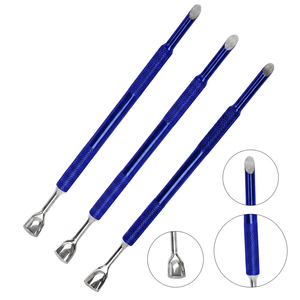 TEEJAY 009 Juego de Herramientas para Empujar Cutículas de Acero Inoxidable de Doble Punta, Color Azul Oscuro, para Manicura, Cuidado de Cutículas, Diseño de Doble Cabeza Reutilizable - Product Image 1
