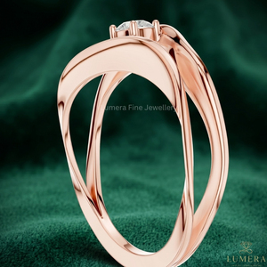 แหวนเพชรทรงกลมหรูหราสำหรับผู้หญิง ทอง 9KT 10KT 14KT 18KT โรสโกลด์ แหวนแต่งงาน - Product Image 3
