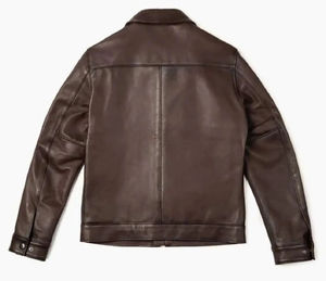 Blouson en cuir mat décontracté pour homme, prix usine, logo sur le devant, idéal pour la moto et le vélo - Product Image 4