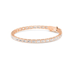 Emerald Cut Bezel <b>Set</b> Lab Grown Diamond Tennis Bracelet 8.49 CTW 9K Rose Gold - Product Image 2