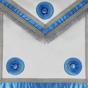 Delantal Masónico Azul de la Estrella Solitaria con Flecos Plateados y Tres Rosetas, Accesorio Formal para las Cuatro Estaciones - Product Image 2