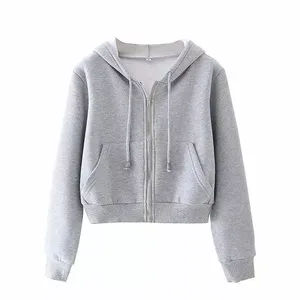 Women’s Oversized Cropped Hoodie Sweatshirt, Soft Fleece <b>Long</b> <b>Sleeve</b> Crop <b>Top</b> with Adjustable Drawstring Hood for Casual - Product Image 6