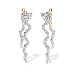 Boucles d'oreilles pendantes de luxe plaquées or 18 carats avec diamants taille poire, bijoux de mariage pour femme - Product Image 1