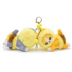 Wholesale 13cm Cute Kitten Shark Cat <b>Bee</b> Keychain Stuffed Plush Toy Keyring Pendant Honeybee Doll <b>Charm</b> Gifts Children Keychain - Product Image 2