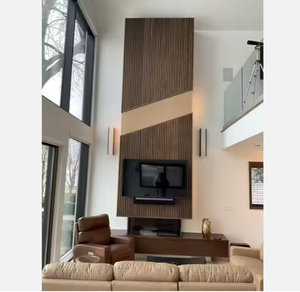 Panneaux muraux acoustiques décoratifs intérieurs à effet étoilé 3D en WPC, revêtement PVC, rainurés, pour fond de télévision, prix usine - Product Image 2