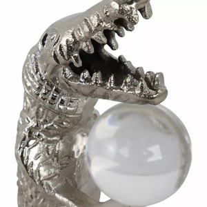 Sculpture d'alligator en métal faite à la main, décoration de table, style côtier, figurine animale pour salon - Product Image 6