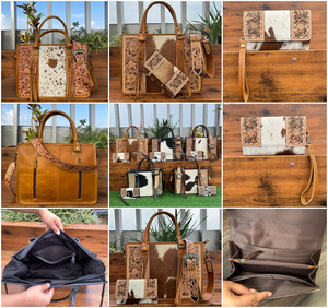 Sac fourre-tout et pochette en fourrure de vachette pour femmes, polyvalent et élégant, de haute qualité, avec bandoulière réglable, ensemble combiné en cuir usiné à la main - Product Image 3