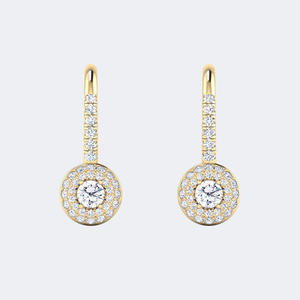 Boucles d'oreilles pendantes avec halo pavé et taille ronde 1.00CTW - Product Image 2