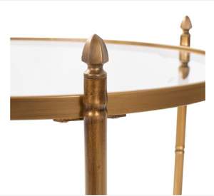<b>Round</b> Console <b>Table</b> 2 Tier Glass <b>Table</b> Gold Metal <b>Side</b> Accent <b>Table</b> for Living Room Entryway - Product Image 5