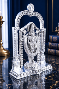 Idole de Tirupati Balaji plaquée argent 999 de Jaipur Metals |   100% Laiton |   Durable |   Cadeau de Diwali |   6 X 2,5 X 9,5 cm |   98 g - Product Image 6
