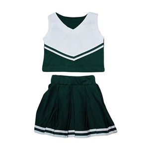 Ensemble short et jupe de cheerleading en polyester imprimé par sublimation avec votre logo et nom d'équipe, positions logo avant/arrière, couleur unie - Product Image 3