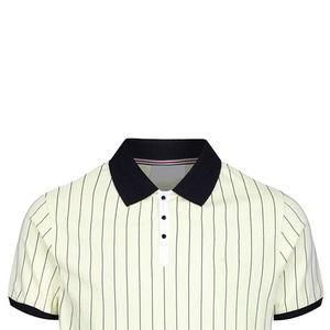 Polo de Manga Corta a Rayas para Hombre de Primera Calidad, Tela Oxford, Estilo Casual, Cuello Negro, Base Blanca - Product Image 5
