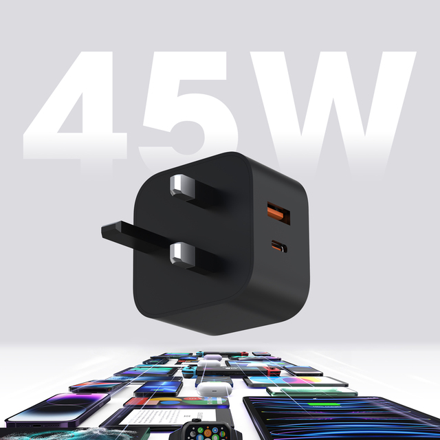 High Quality Original 45W Super Fast Charger with USB AVS Protocol Compliant Supported by Iphone 17 Series.