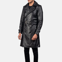 Manteau d'hiver pour homme en cuir véritable sur mesure, grande taille, style trench-coat, tissu tricoté, imperméable, coupe ajustée, écologique, col en V