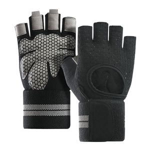 <b>Half</b> Finger Fitness Gloves Black Mesh Breathable Non <b>Slip</b> Adjustable Wrist Strap Gym Training Weight Lifting Unisex - Product Image 2