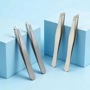 Pinzas de Cejas Modernas de Acero Inoxidable Hechas a Mano, Diseño de Punta Inclinada, Duraderas, Precisas, 4 Piezas - Product Image 3