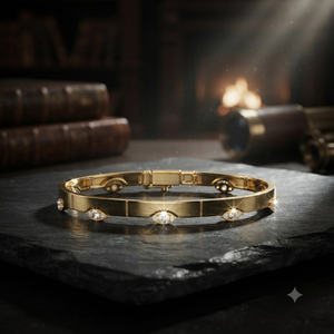 Luxury Yellow <b>Gold</b> Lab Grown Diamond Bezel <b>Set</b> Marquise <b>Bangle</b> Bracelet Minimalist Fine Jewelry for Women - Product Image 1