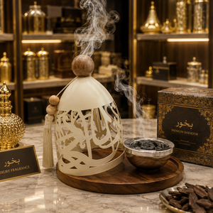 Modern Luxury Hand-made Eco-Friendly Wooden Metal <b>Oud</b> Burner Arabic Mabkhara Set Storage Box Tray Decorative Islamic <b>Diffuser</b> - Product Image 3